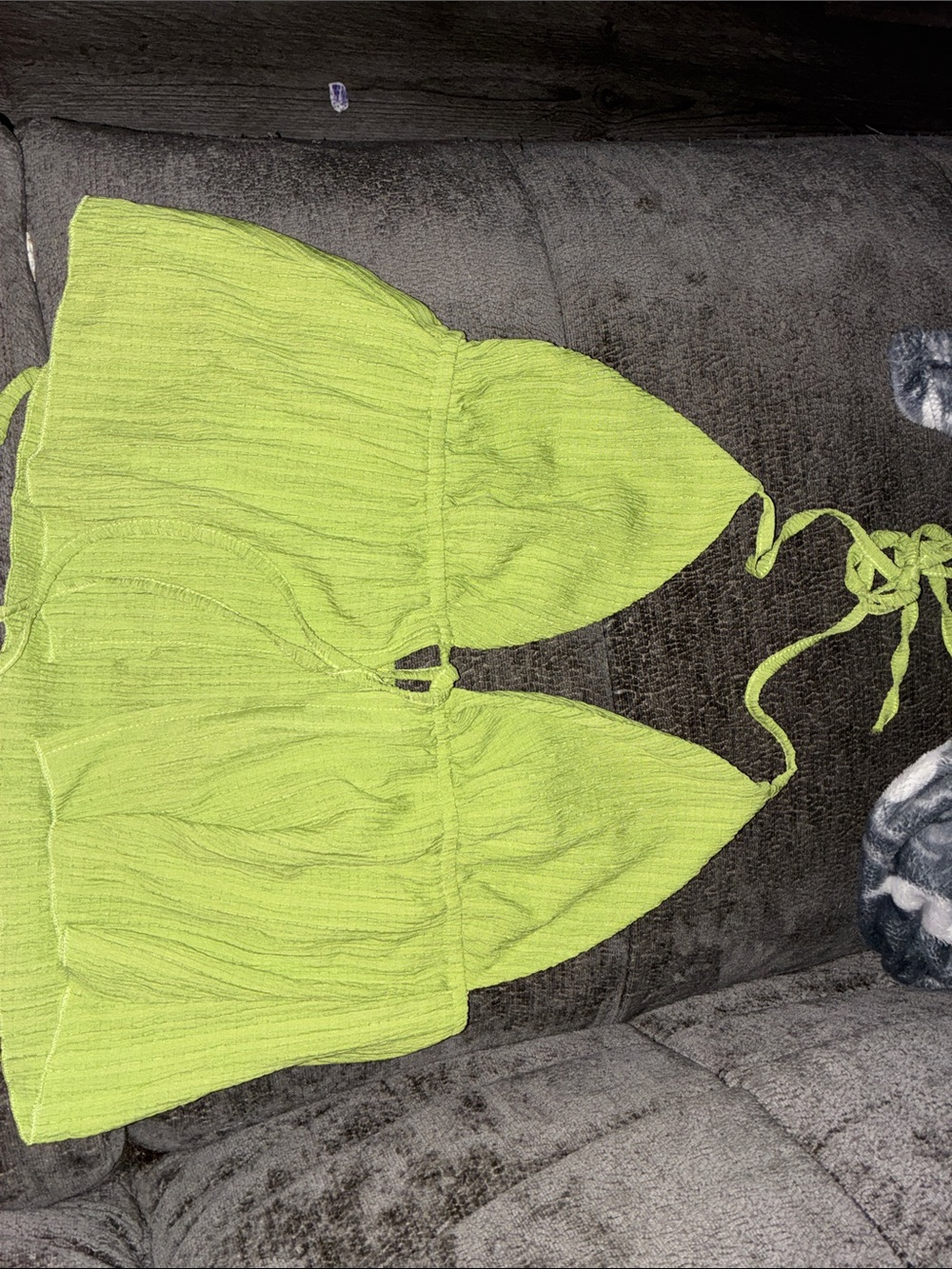 Women’s Lime Green Halter Tie Crop Top